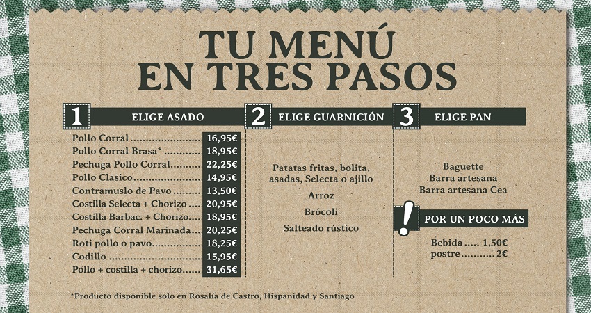 TU MENÚ EN 3 PASOS