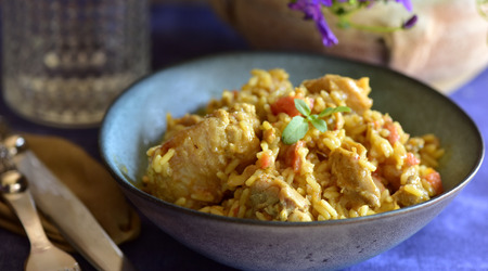 Arroz con Pollo de Corral y Cerdo de Castañas